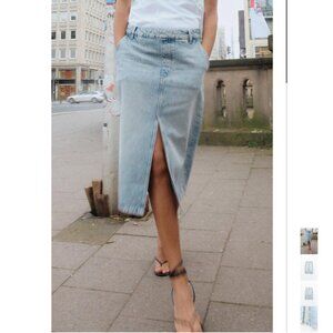 NWT ZARA Z1975 DENIM MIDI SKIRT mid-blue